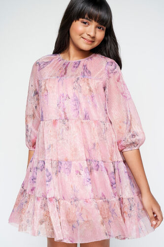 Floral Jewel Flared Dress, Rose Pink, image 3